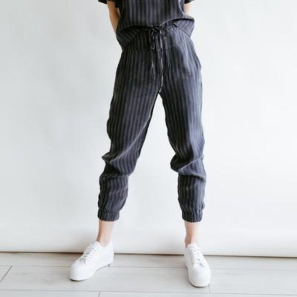 Anthro Odells Blue Striped Drawstring Sonia Pants